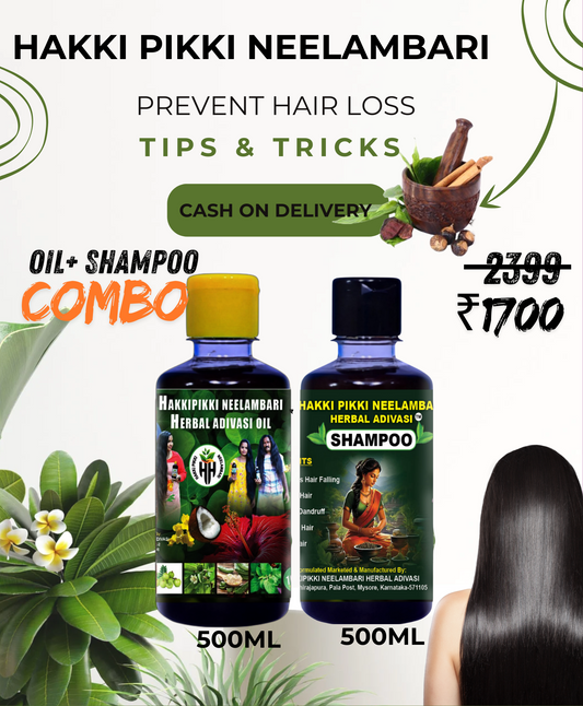 500ml hair oil +500ml shampoo combo